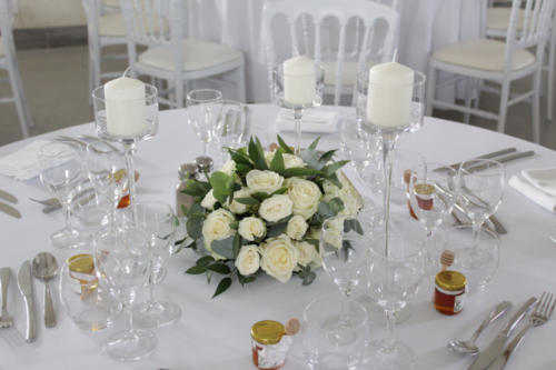 Centre de table et photophores aromatique fleuriste mariage