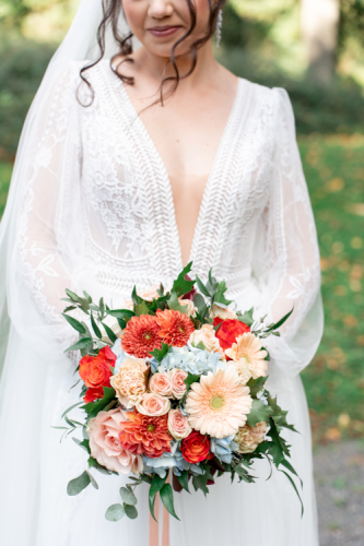 Bouquet de mariée rond automnal