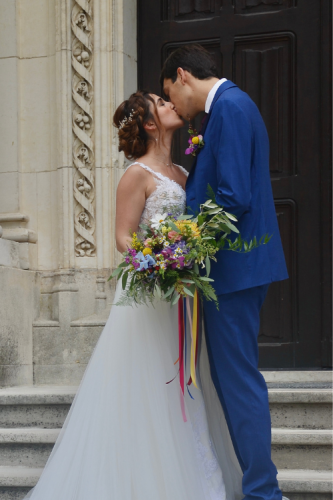 Bouquet de mariée déstructuré multicolore