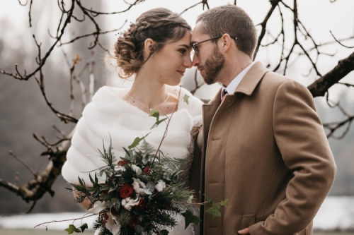 Bouquet de mariée hivernal