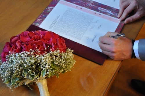 Bouquet de mariée hortensias et gypsophile