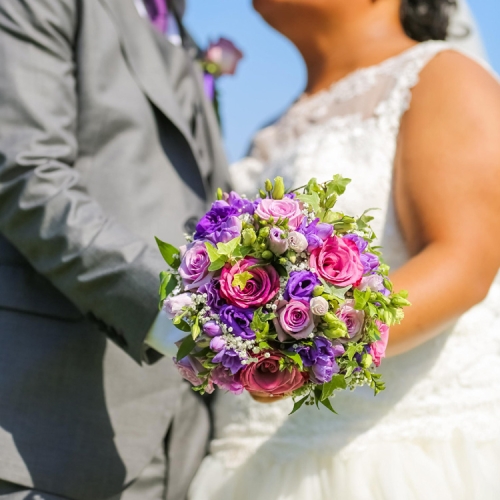 Bouquet de mariée rose et violet