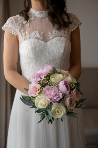 Bouquet de mariée roses et pivoines