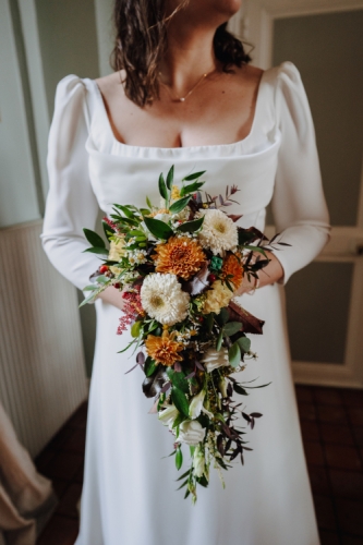 Bouquet de mariée retombant automnal