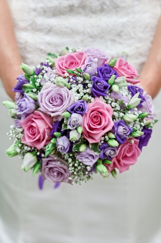 Bouquet de mariée rose et violet