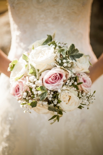 Bouquet de mariée roses et lierre