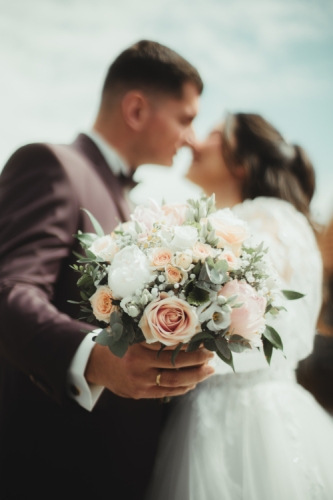 Bouquet de mariée champêtre pastel