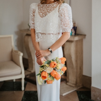 Bouquet de mariée en tulipes oranges